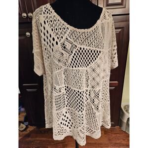 Maria Gabriel 1X Cream Lace Open Knit Beachy Sweater  without material tag